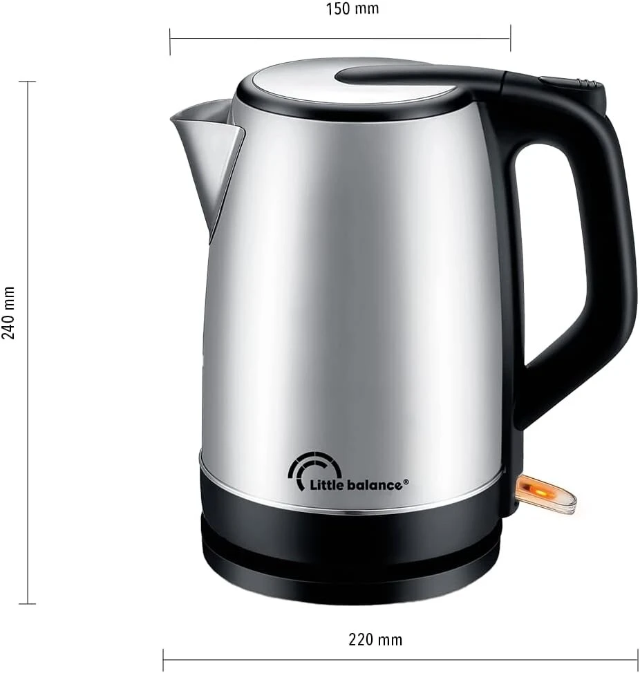 Little balance 8519 elegance nerūdijančio plieno 2000 belaidis elektrinis virdulys 1.7l kalkių filtras visas nerūdijantis plienas