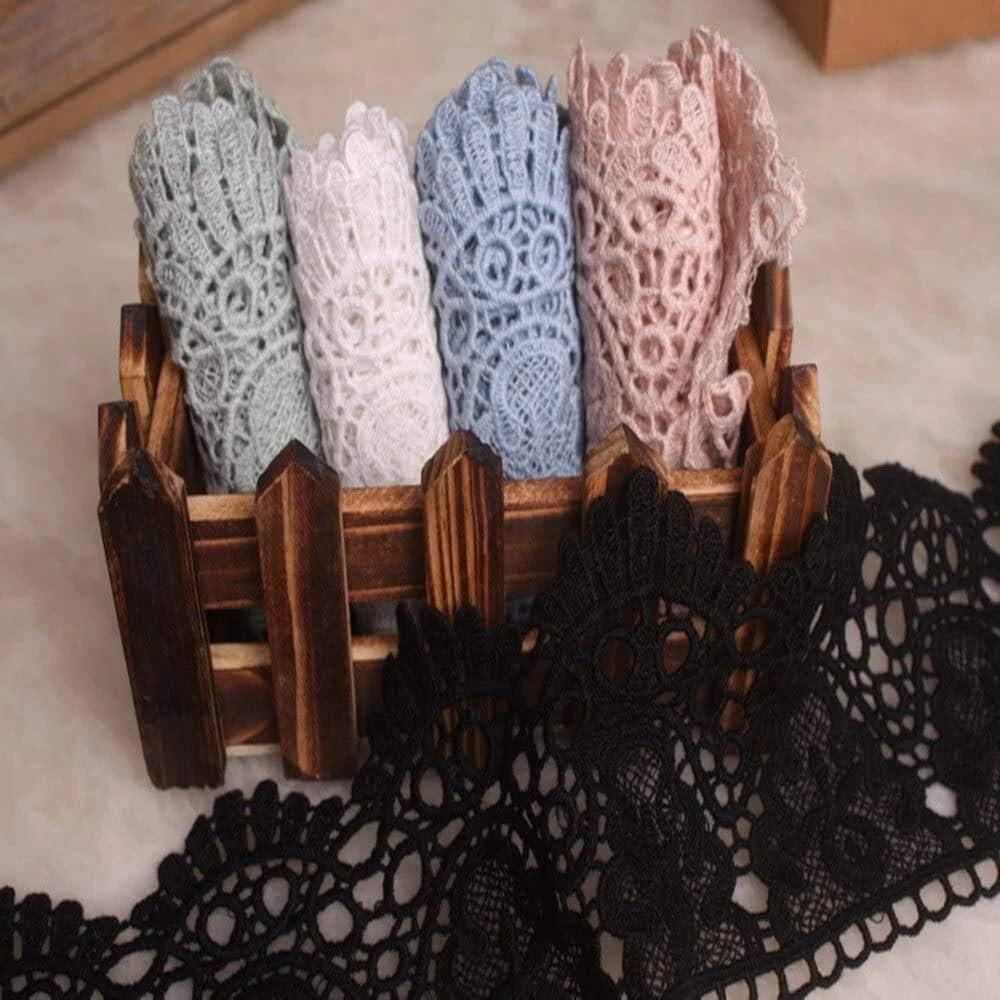 Little Lane Lace 9 cm pločio europietiško stiliaus elastinės nėrinių juostos siuvinėjimo audinys užuolaidoms, staltiesėms, drabužiams, nuotakos drabužiams, aksesuarams (2 vnt. pakuotėje) (žolės žalumo)