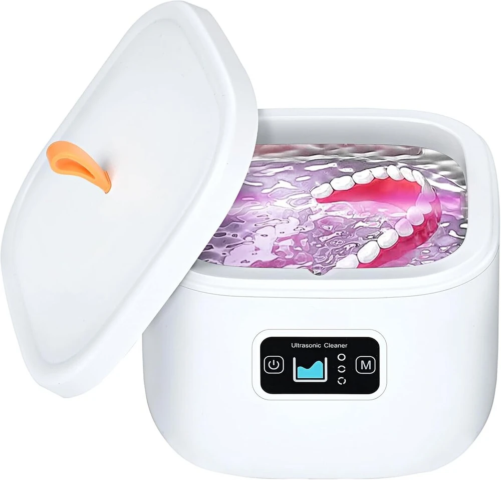 Livofloral Uv ultragarsinis valymo įrenginys dantų protezams, Uv ultragarsinis valiklis 45 khz / 255 ml / 3 laiko funkcijos nešiojamas ultragarsinis įrenginys dantų protezams papuošalams dantų šepetėlio galvutės tiesinimo prietaisui