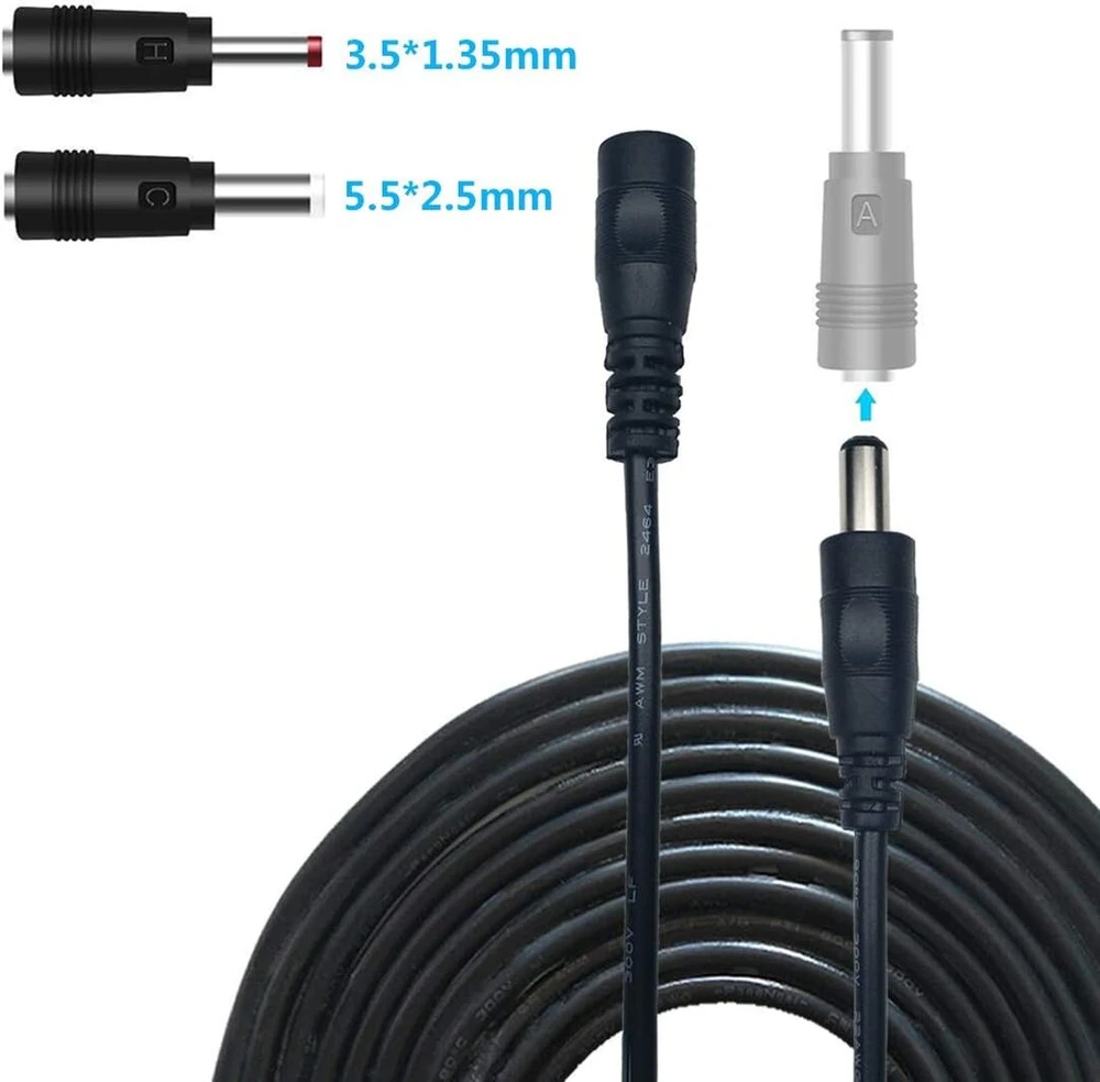 Liwinting 1 m / 3.28 pėdos Dc ilgintuvas 5.5 x 2.1 mm Dc jungiamasis kabelis Dc jungties kabelis Dc skirstytuvas iš tėviško į moterišką jungtį maitinimo šaltiniui, Led, Cctv kameros maitinimui ir 2 Dc keitikliams