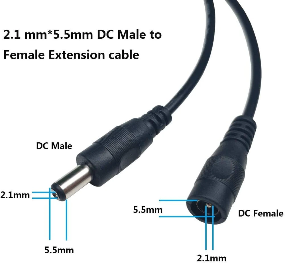 Liwinting 1 m / 3.28 pėdos Dc ilgintuvas 5.5 x 2.1 mm Dc jungiamasis kabelis Dc jungties kabelis Dc skirstytuvas iš tėviško į moterišką jungtį maitinimo šaltiniui, Led, Cctv kameros maitinimui ir 2 Dc keitikliams
