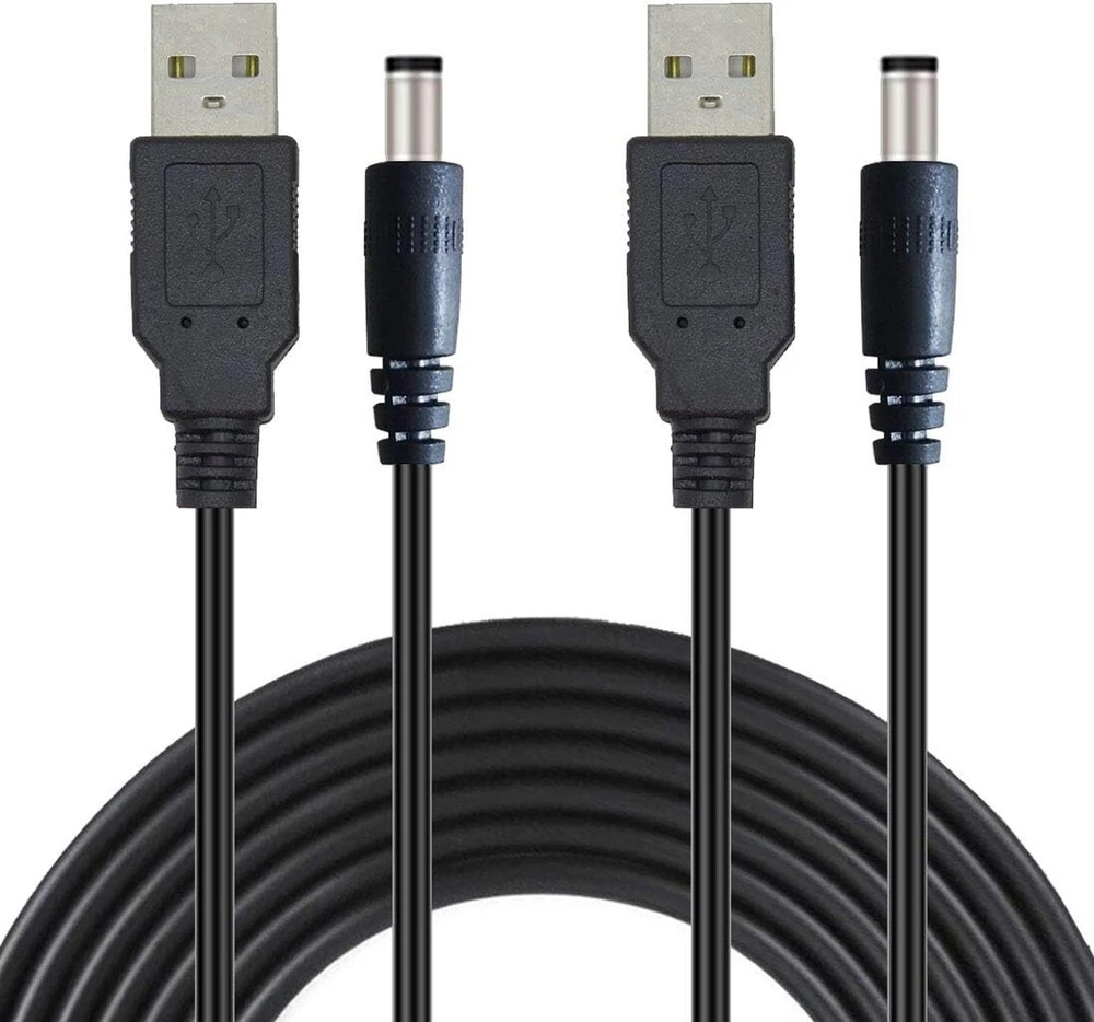 Liwinting 2 x 1 m / 3.28 pėdos usb į nuolatinės srovės kištuką, 5 v usb į nuolatinės srovės kabelį, 5.5 mm x 2.1 mm nuolatinės srovės kištuko lizdo keitiklį, maitinimo įkrovimo kabelį, tinkamą 5.5/2.1 mm nešiojamiesiems kompiuteriams, maršrutizatoriams, m