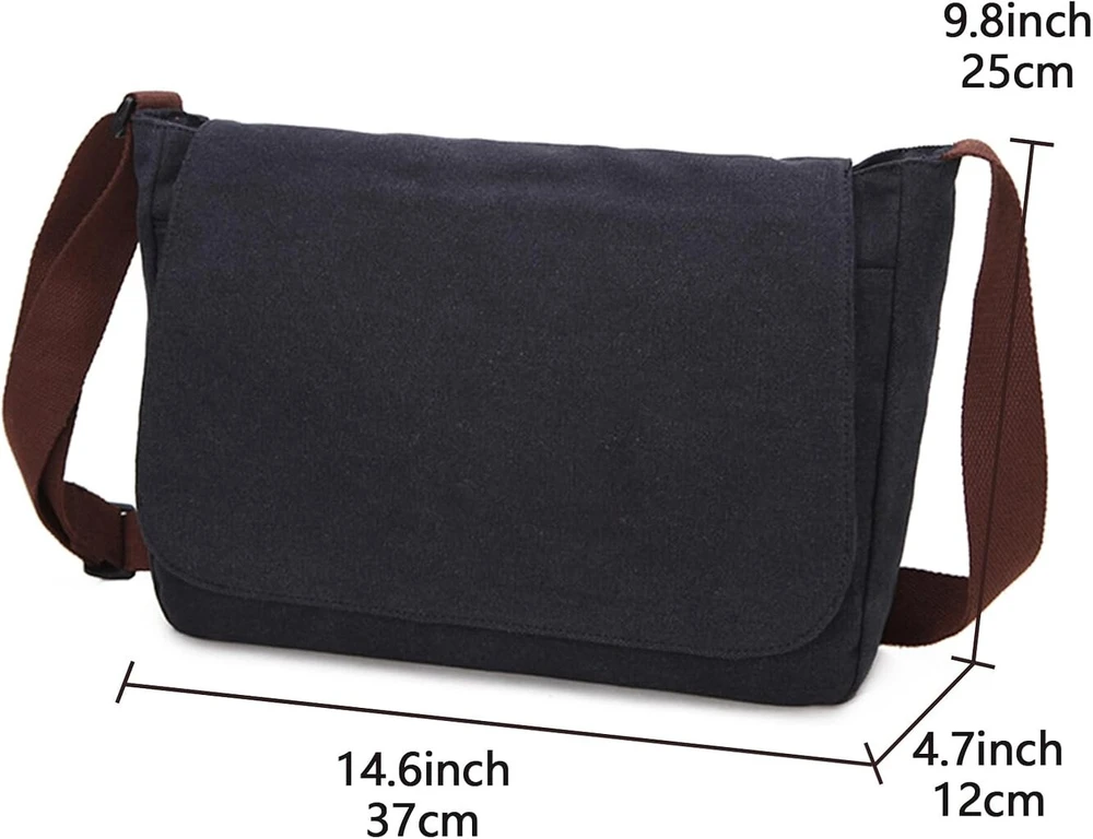 Lizbin Pečių krepšys, klasikiniai vintage stiliaus messenger tipo krepšiai, drobės pečių krepšys, pečių krepšys, mažas pečių krepšys vyrams ir moterims, pečių krepšys, darbo krepšys (juodas), juodas