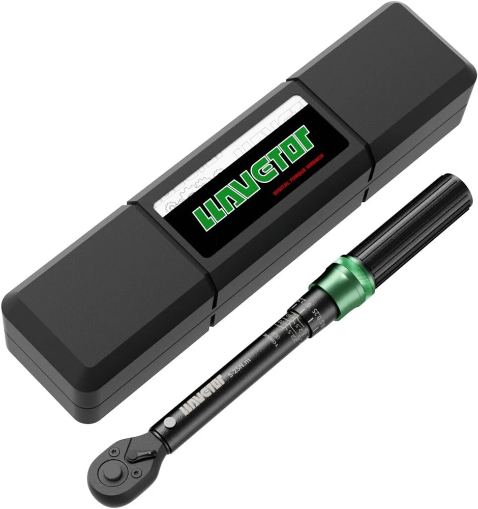 Llavetor sukimo momento raktas 1/4, 5-25 nm sukimo momento raktas dviračiui, 72 dantų reversinis terkšlinis mechanizmas, sukimo momento raktas automobiliui ± 3% paklaida