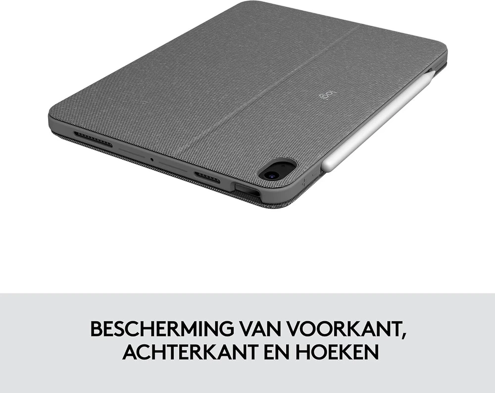 Klaviatūra Logitech Combo Touch Ipad Air (4-os ir 5-os kartos - 2020, 2022) klaviatūros dėklas, Uk/us Qwerty išdėstymas - pilka