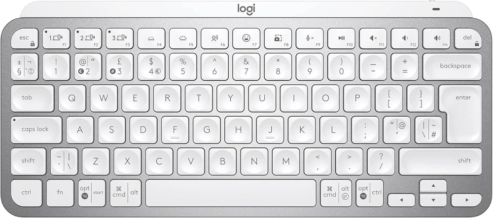 Logitech Mx Keys Mini belaidė klaviatūra, minimalistinė, šviesiai pilka