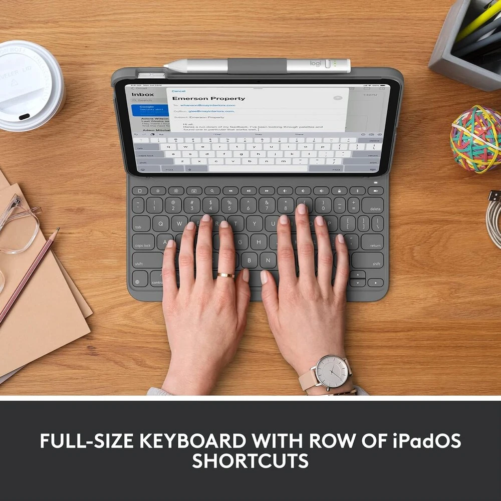 Klaviatūra Logitech Slim Folio klaviatūros dėklas Ipad 10 kartai, belaidis