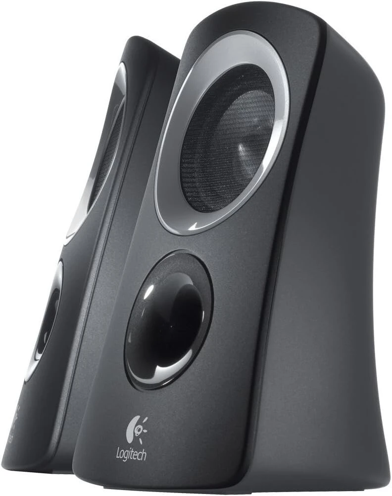 Kompiuterio kolonėlės Logitech Z313 2.1 garsiakalbių sistema su žemų dažnių garsiakalbiu, 50 W didžiausia galia, 3,5 mm įvestis, ausinių lizdas, valdikliai ant valdymo bloko, Eu kištukas, Pc / Tv / planšetinis kompiuteris / mobilusis telefonas - juodas