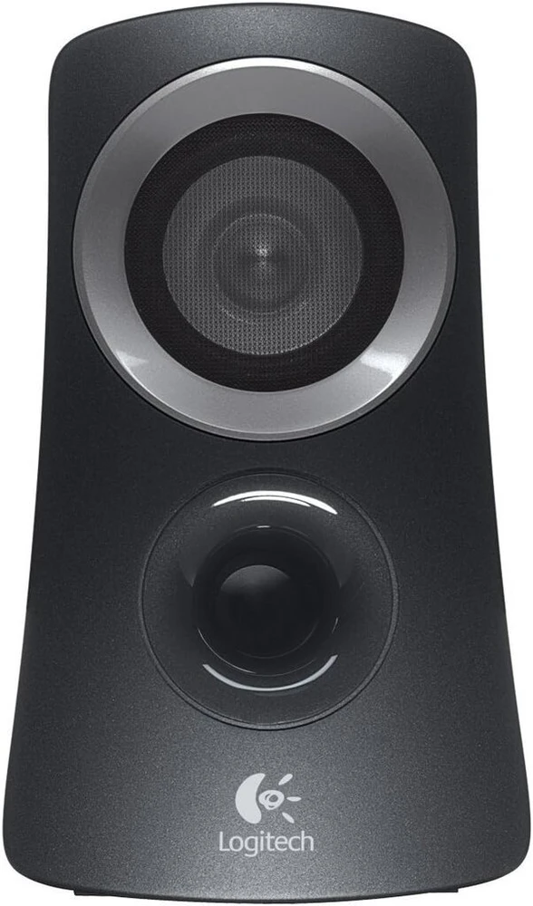 Kompiuterio kolonėlės Logitech Z313 2.1 garsiakalbių sistema su žemų dažnių garsiakalbiu, 50 W didžiausia galia, 3,5 mm įvestis, ausinių lizdas, valdikliai ant valdymo bloko, Eu kištukas, Pc / Tv / planšetinis kompiuteris / mobilusis telefonas - juodas