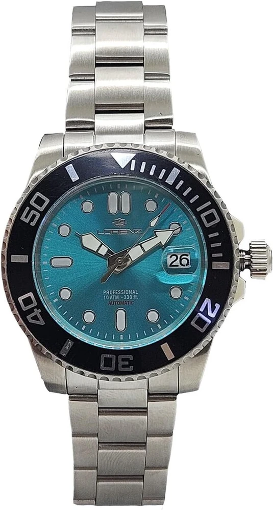 Lorenz Diver Automatic 26168dd vyriškas laikrodis, nerūdijančio plieno automatinis nardymo laikrodis, 100 metrų, sidabrinis/juodas, modernus