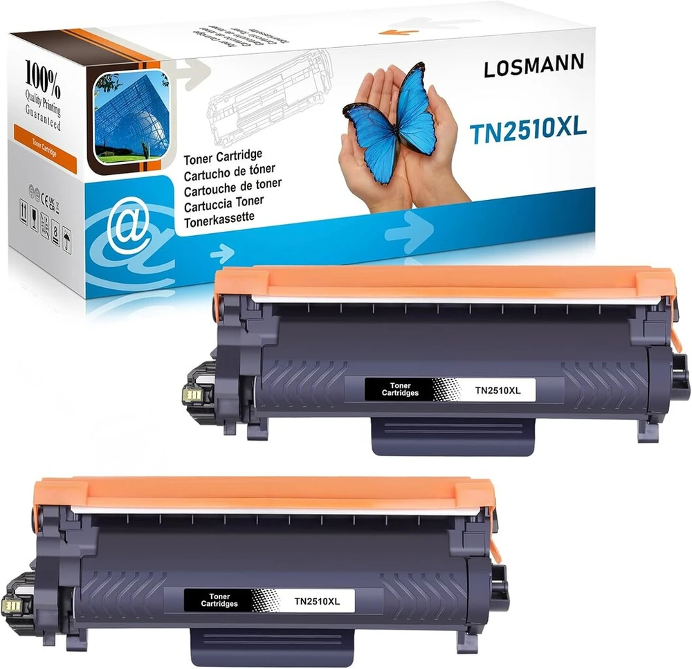 Losmann tn-2510xl toneris, suderinamas su brother tn2510 xl, skirtas brother hl-l2400dw hl-l2445dw dcp-l2660dw dcp-2620dw mfc-l2800dw mfc-2835dw mfc-l2860dw mfc-l2827dwxl mfc-l2827dw mfc-l2827dw (2 juodi)