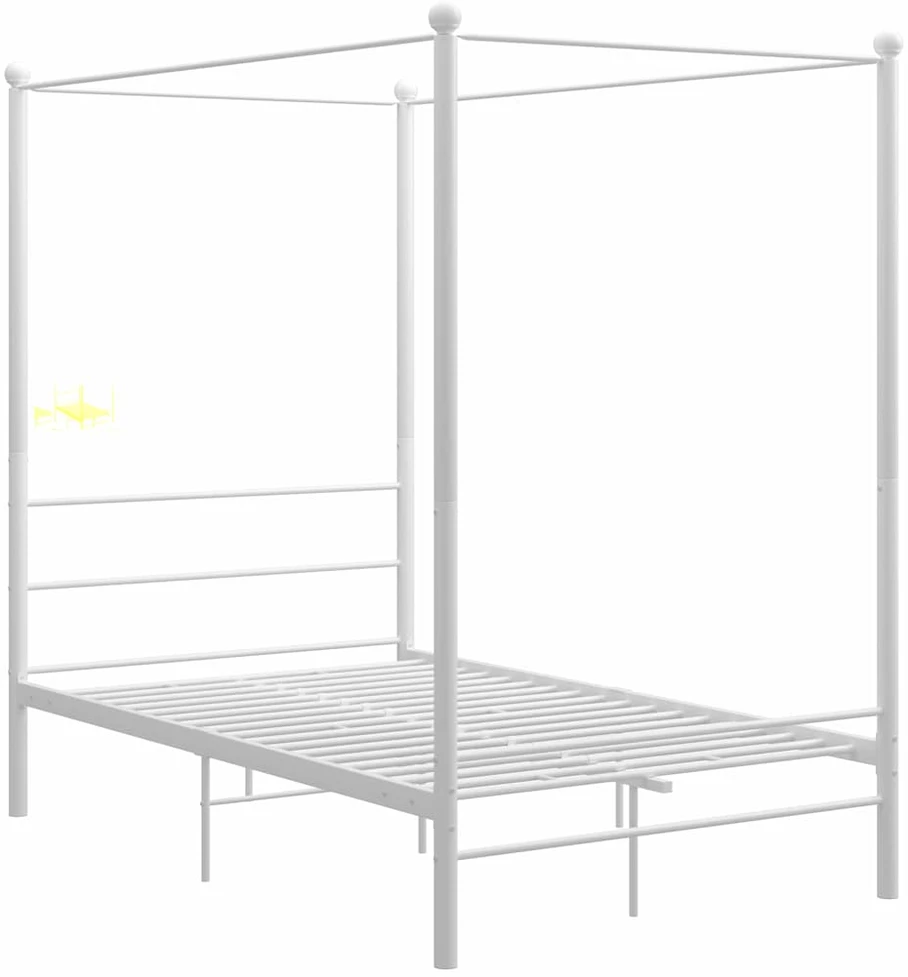 Lova su baldakimu, baltos spalvos, 120x200cm, metalas