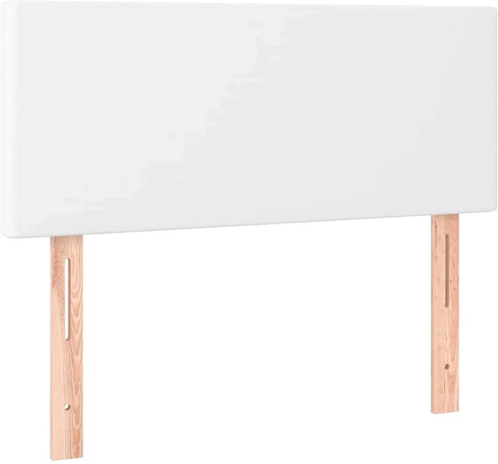 Lova su spyruoklėmis/čiužiniu/LED, balta 100x200cm dirbtinė oda