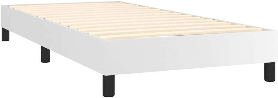 Lova su spyruoklėmis/čiužiniu/LED, balta 100x200cm dirbtinė oda