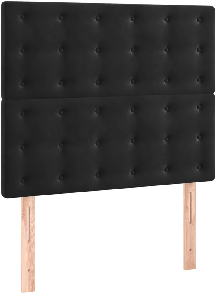Lova su spyruoklėmis/čiužiniu/LED, juoda, 90x200cm, aksomas
