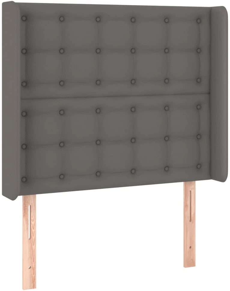 Lova su spyruoklėmis/čiužiniu/LED, pilka, 80x200cm, netikra oda