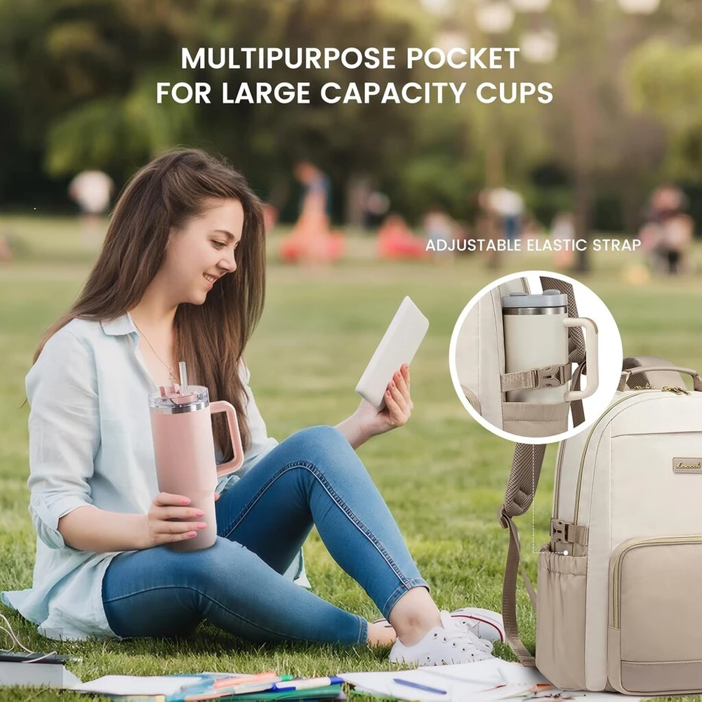 Lovevook moteriška kuprinė, smėlio-chaki spalvos, 17.3 colio, moderni