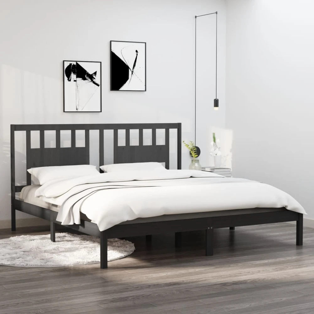 Lova Lovos rėmas, pilkos spalvos, 200x200cm, pušies medienos masyvas
