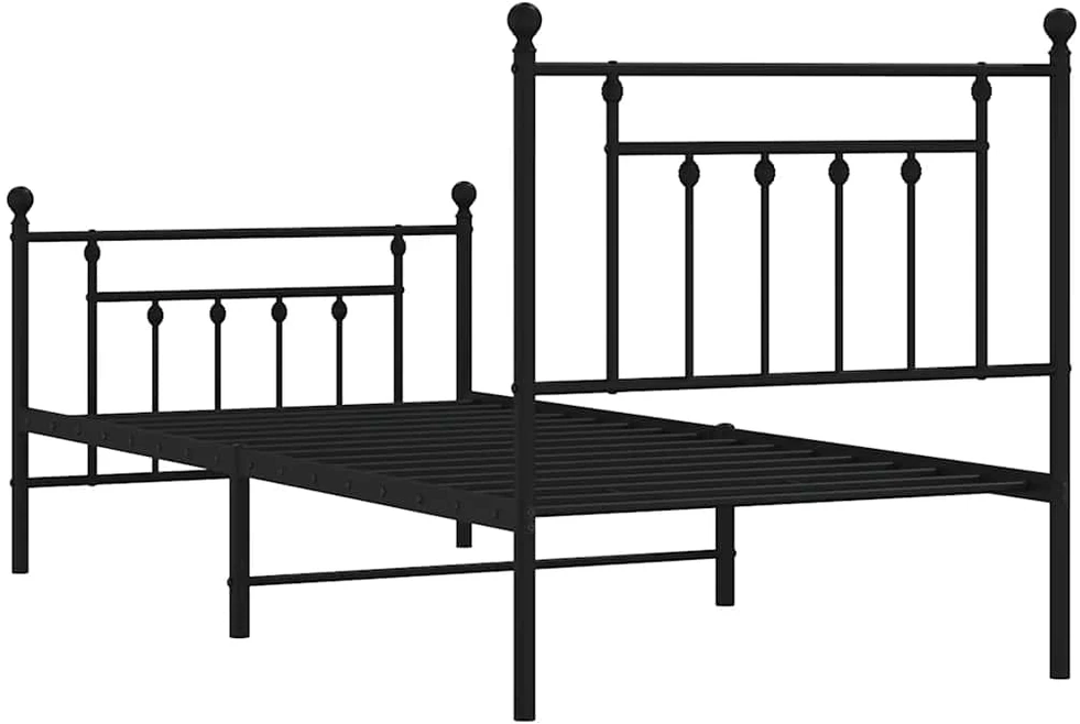 Lova Lovos rėmas su galvūgaliu/kojūgaliu, juodas, 90x190cm, metalas