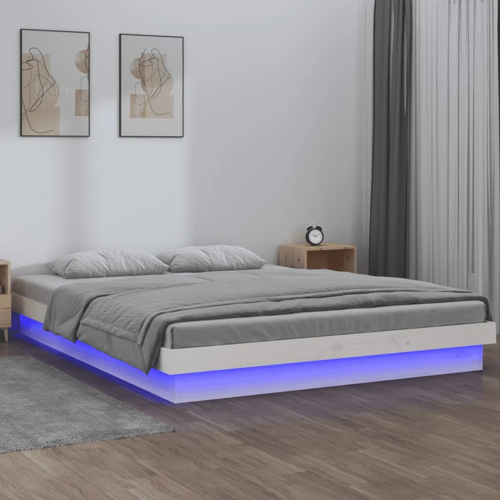 Lova Lovos rėmas su LED, baltas, 180x200cm, mediena, itin didelis