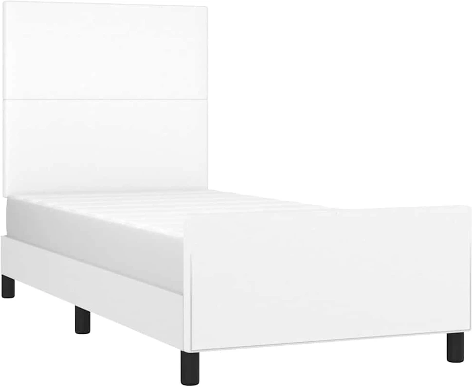 Lova Lovos rėmassu galvūgaliu, baltos, 90x200 cm, dirbtinė oda