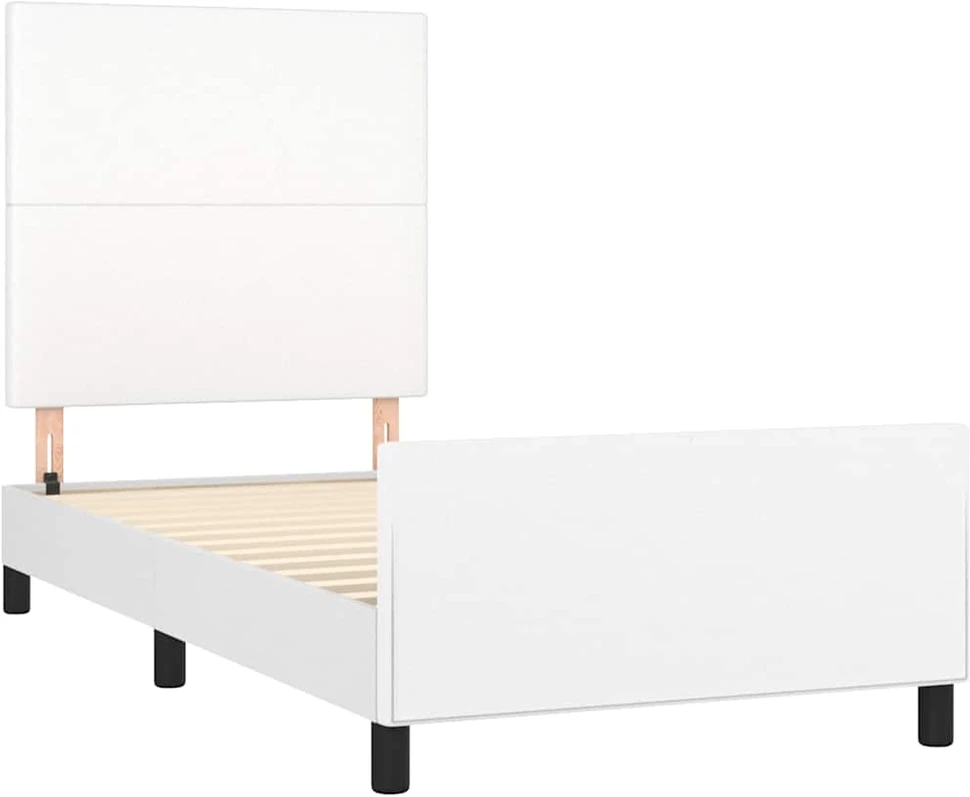 Lova Lovos rėmassu galvūgaliu, baltos, 90x200 cm, dirbtinė oda