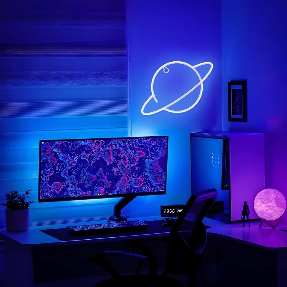 Pakabinamas šviestuvas Lphianx Planet neoniniai ženklai sienų dekorui, pritemdomi Led neoniniai ženklai žaidimų kambariui miegamajam šeimos gimtadieniui barui vestuvių vakarėliui naktinė lemputė, neoninis ženklas pagal užsakymą