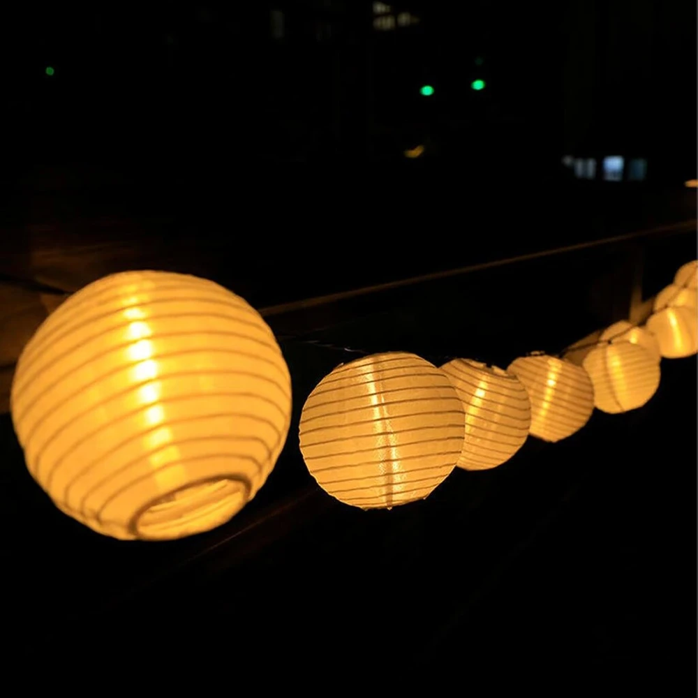 Lqwell® saulės energija įkraunamos dekoratyvinės lemputės-žibintai lauko sąlygoms, 8 m 30 Led, 2 režimai, atsparios vandeniui, saulės energija įkraunamas pakabinamas šviestuvas sodo dekoravimui, šilta balta spalva, skirtas balkonui, vestuvėms, kiemui, vak