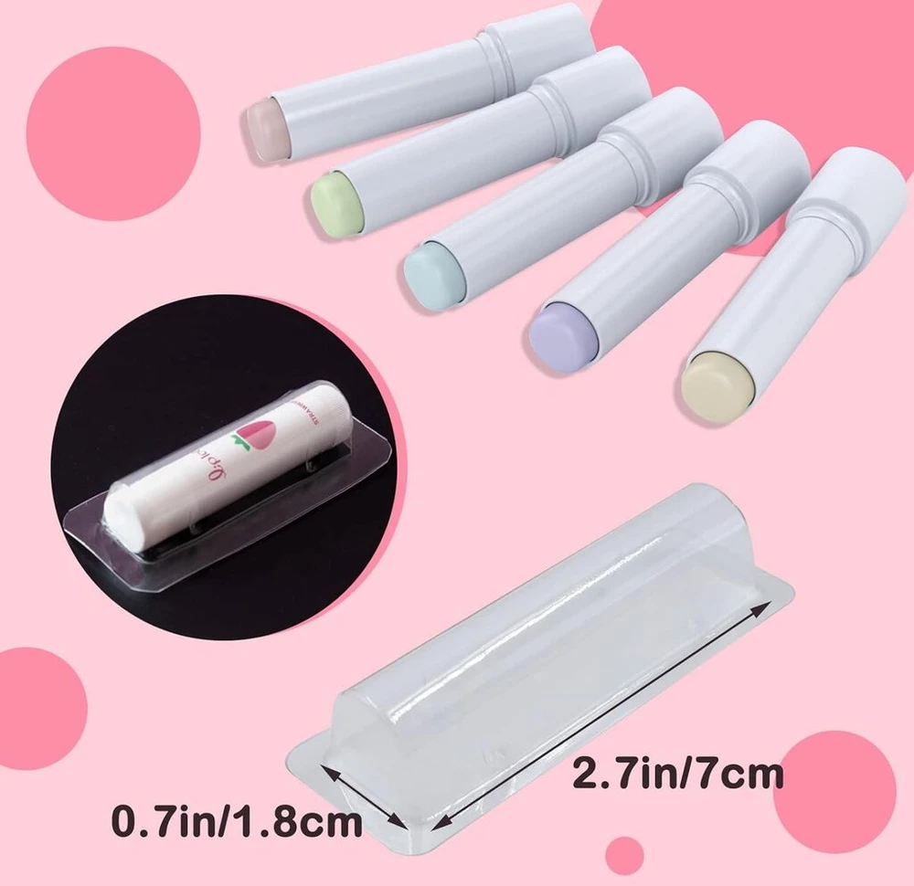 Lūpų balzamo pakavimo dėžutė pagaminta iš plastiko Chapstick tūbelių lizdinės plokštelės pakuotės su balta permatoma tuščia kortele permatomi laikikliai kupolai laikymo konteineris „pasidaryk pats“ dovanų rinkinys iš 10