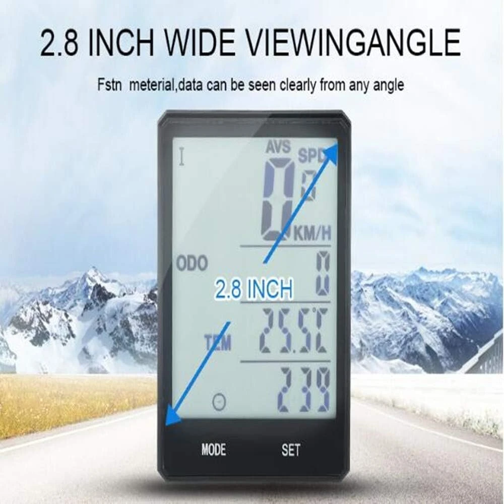 Lurowo dviračio spidometras, Lcd ekranas, belaidis, dviračio kompiuteris, odometras, atsparus vandeniui, žingsniamatis, greičio matuoklis, automatinė atmintis, išmatuojama temperatūra, chronometras, 8,9 x 5,3 x 1,8