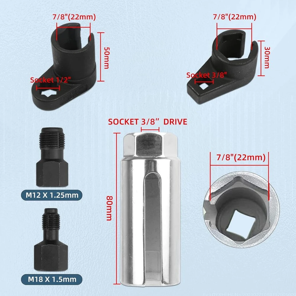Lutifix deguonies jutiklio nuėmiklis, 5 dalių lydinio plieno automobilių jutiklių lizdų rinkinys su m18×1,5 mm ir m12×1,25 mm sriegio maršrutizatoriumi