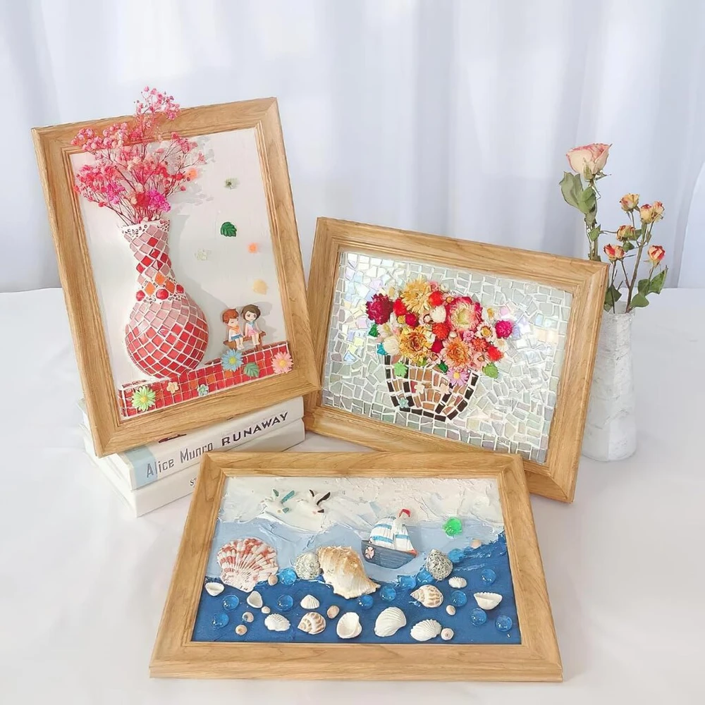 Lxoraziy 1000g spalvingos krištolinės mozaikos plytelės, mažos mini mozaikos plytelės rankdarbiams, 1 x 1 cm, vonios kambariui, virtuvei, namų dekoravimui, "pasidaryk pats" meno projektams (apie 1100 vnt.)