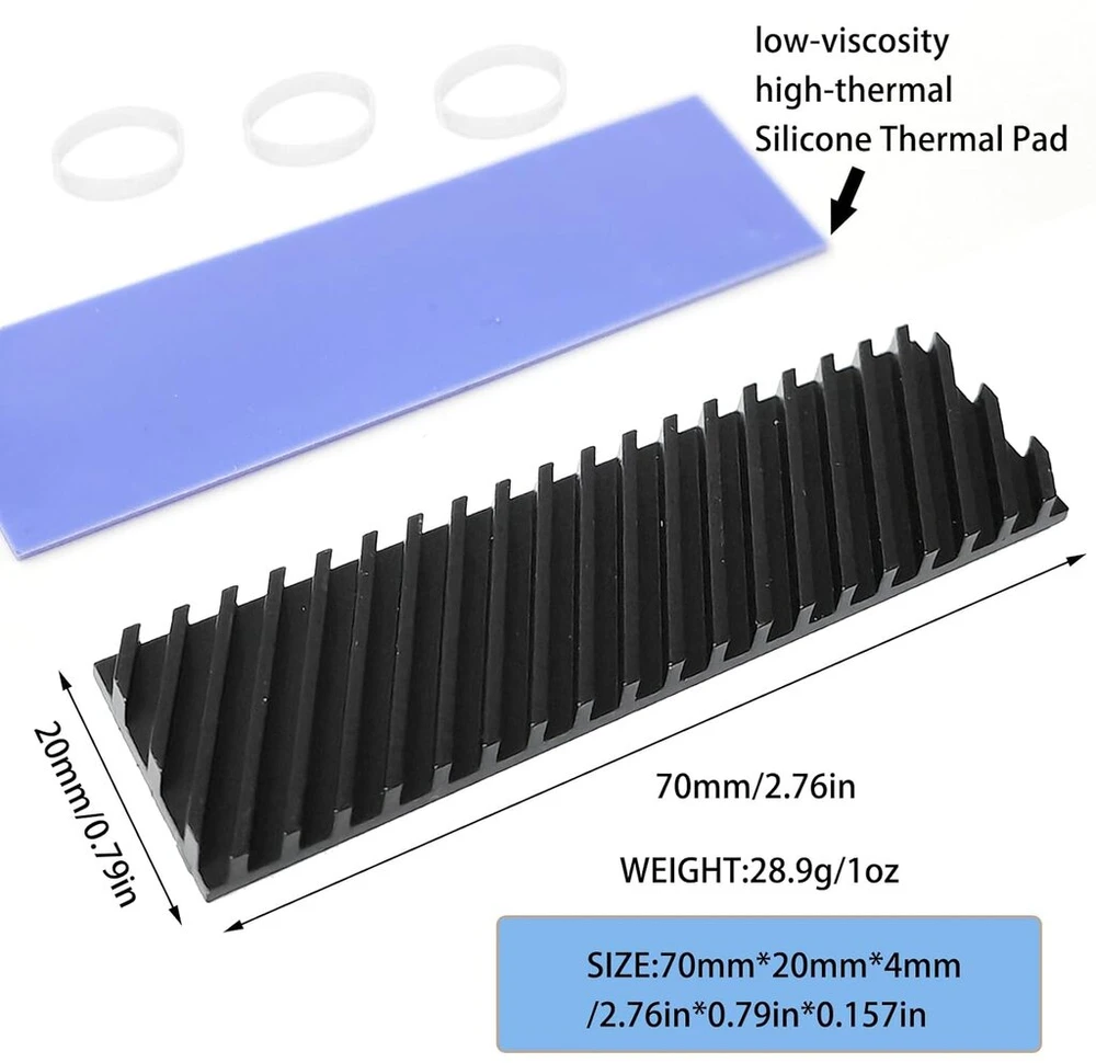 M.2 2280 Ssd Aušintuvas, Vario su Grafeno Danga, 70x20x4mm