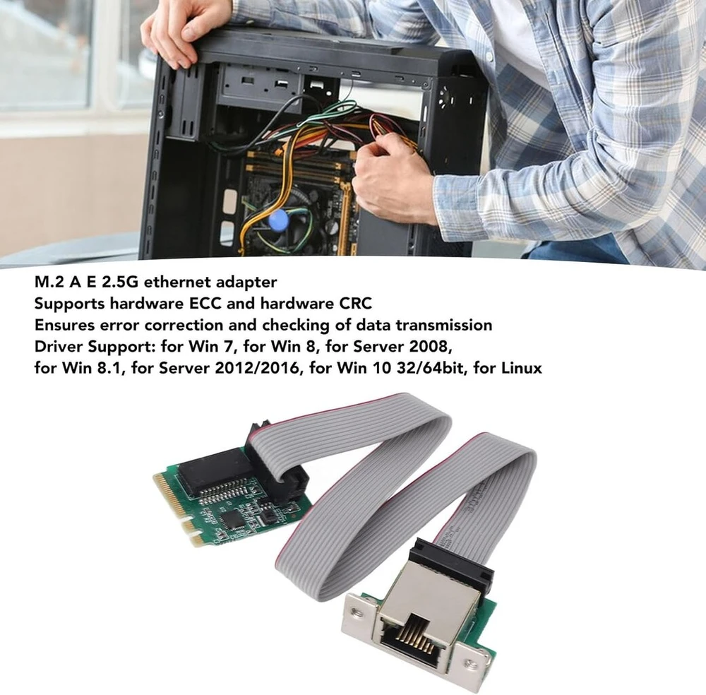 M.2a E į Rtl8111h gigabitinis ethernet tinklo plokštė M.2 2.5g ethernet tinklo plokštė 2.5g/1g/100m vieno prievado Rj45 staliniam kompiuteriui, skirtas 7, 8, 10, 11, skirtas linux, #411
