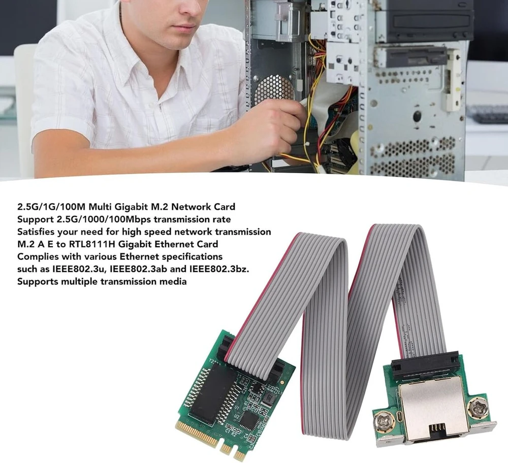 M.2a E į Rtl8111h gigabitinis ethernet tinklo plokštė M.2 2.5g ethernet tinklo plokštė 2.5g/1g/100m vieno prievado Rj45 staliniam kompiuteriui, skirtas 7, 8, 10, 11, skirtas linux, #411