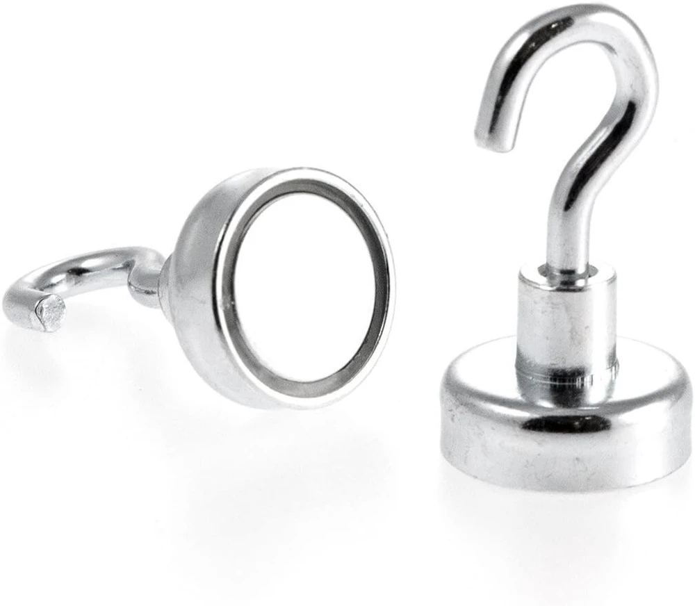 Magnetastico® | 1 neodimio N35 magnetinis kabliukas, 16 mm Ø | Laikymo galia 5,5 kilogramo | 1 neodimio kablio magnetas, padengtas cinku ir labai stiprus