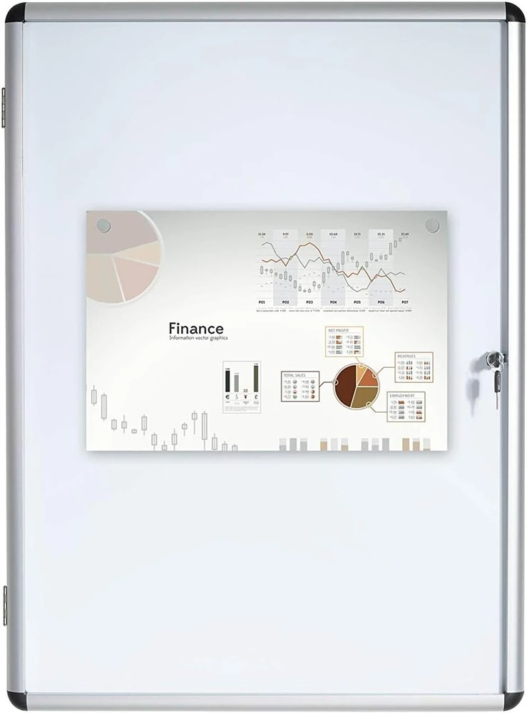 Magnetinė vitrina su baltu paviršiumi 72x98 cm