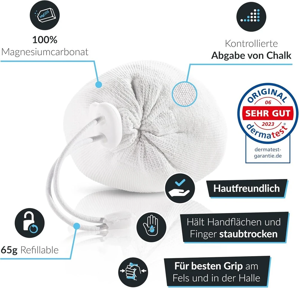 Magnezijos kamuoliukas 65g – Laipiojimui, gimnastikai, sunkiajai atletikai