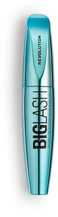 Makeup Revolution Big Lash Volume Atsparus vandeniui blakstienų tušas, apimties suteikiantis ir ilginantis, lengvas, greitai džiūstantis, veganiškas ir netestuotas su gyvūnais, sodrios juodos spalvos