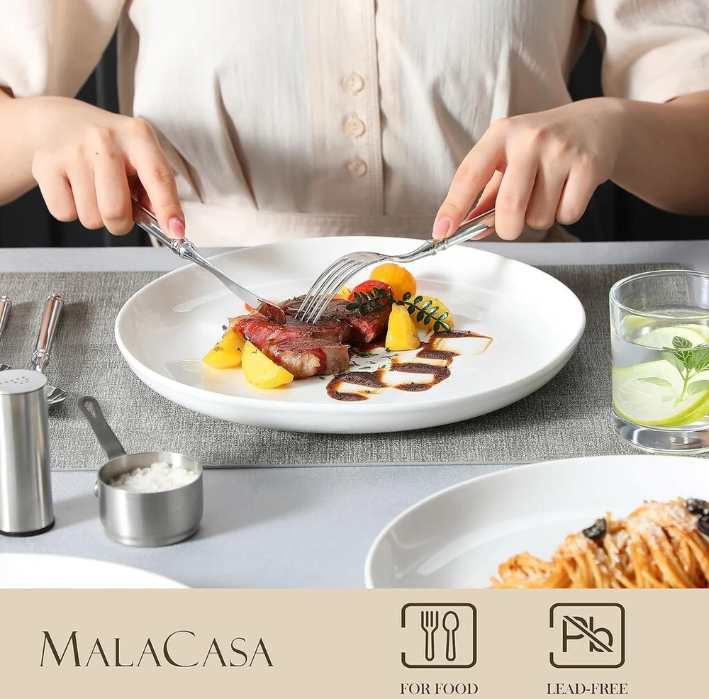 Malacasa Reg 6 vnt. 26,7 cm gilios lėkštės, kreminės baltos