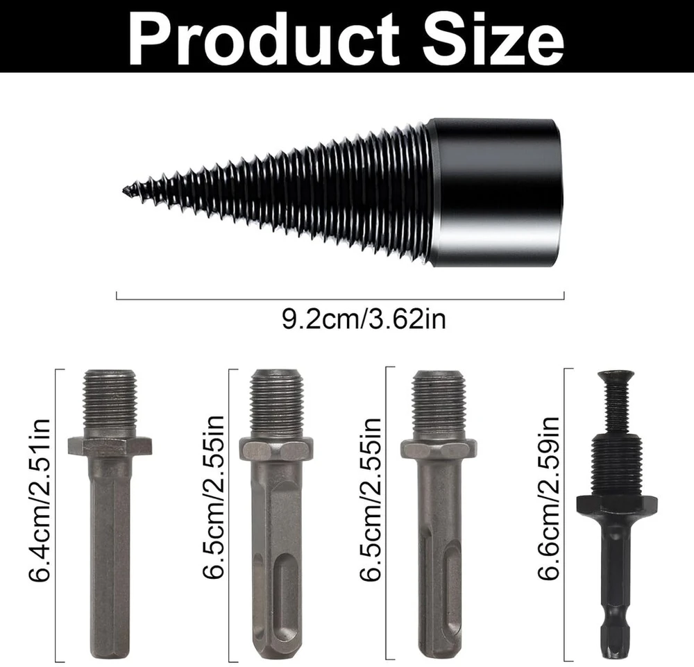 Grąžtas Malkų skaldymo rinkinys (sraigtai) 32 mm ir 42 mm su 4 rankenomis