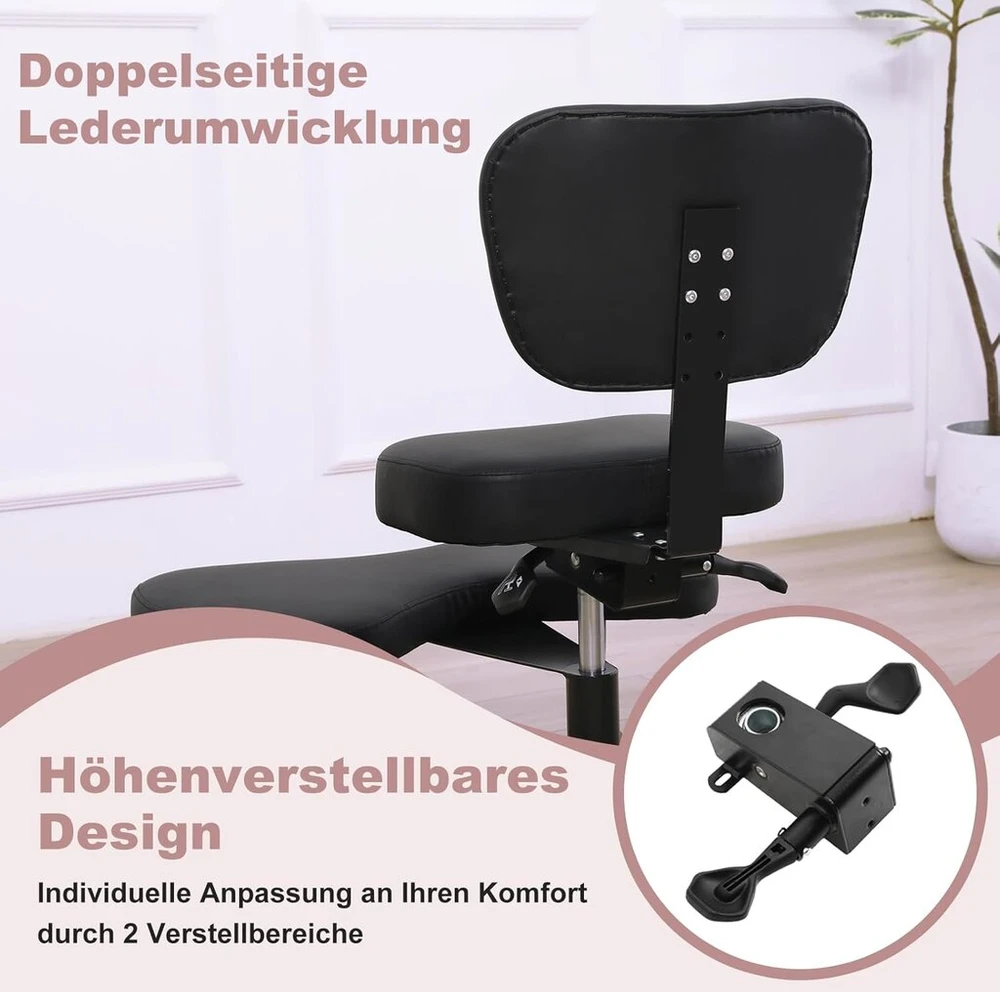 Mallcreaty ergonomiška meditacinė kėdė, adhd kėdė su juosmens atrama ir ratukais, reguliuojamo aukščio, jogos kėdė su sukryžiuotomis kojomis ir kojų atrama, criss cross kėdė (juoda)
