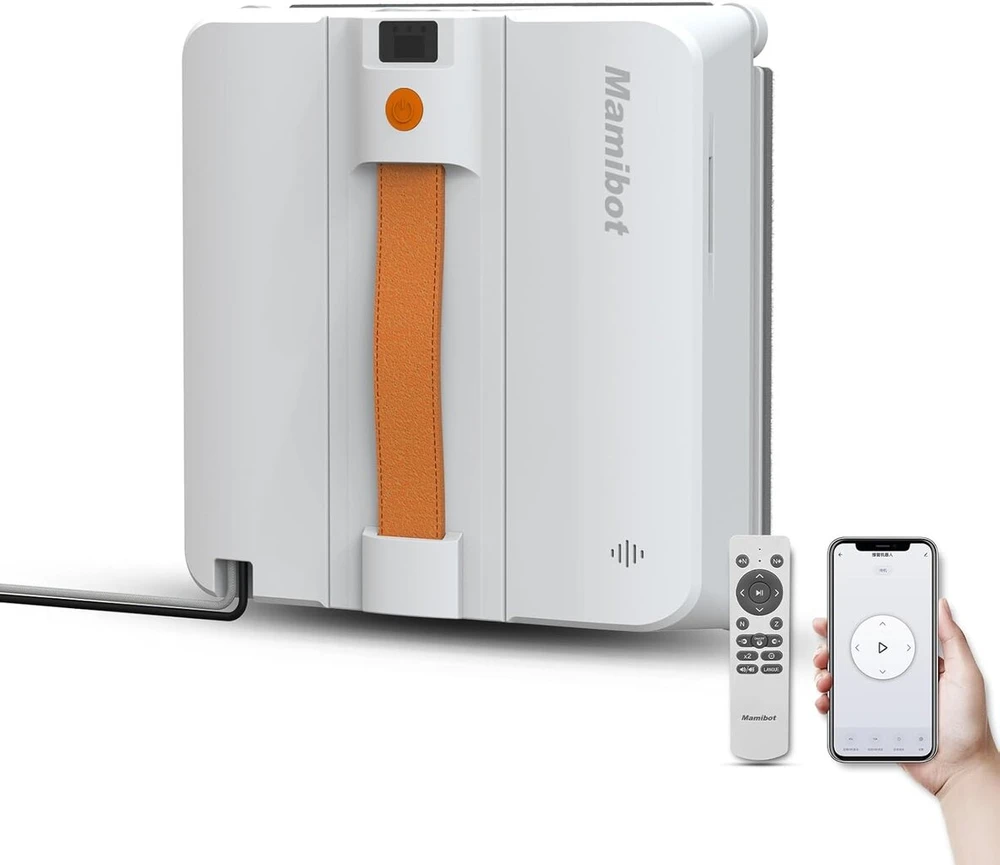 Mamibot W120-dp langų valymo robotas su purškimo funkcija, išmanusis maršruto planavimas, dviguba kryžminė vandens srovė, valdymas nuotoliniu pulteliu ir programėle, skirtas stiklų valymui, oranžinis