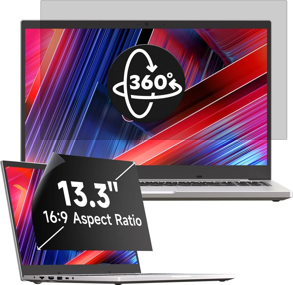 Mamol 360° privatumo ekranas 13.3 colių nešiojamam kompiuteriui 16:9, nuimama privatumo plėvelė, anti-mėlynos šviesos anti-glare privatumo ekrano apsauga, skirta Lenovo Hp Dell Acer Asus Thinkpad Envy Xps
