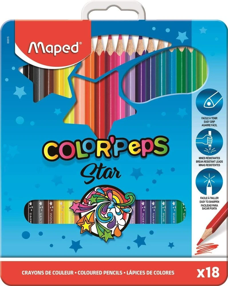 Maped spalvotų pieštukų rinkinys 18 vnt. metalinėje dėžutėje