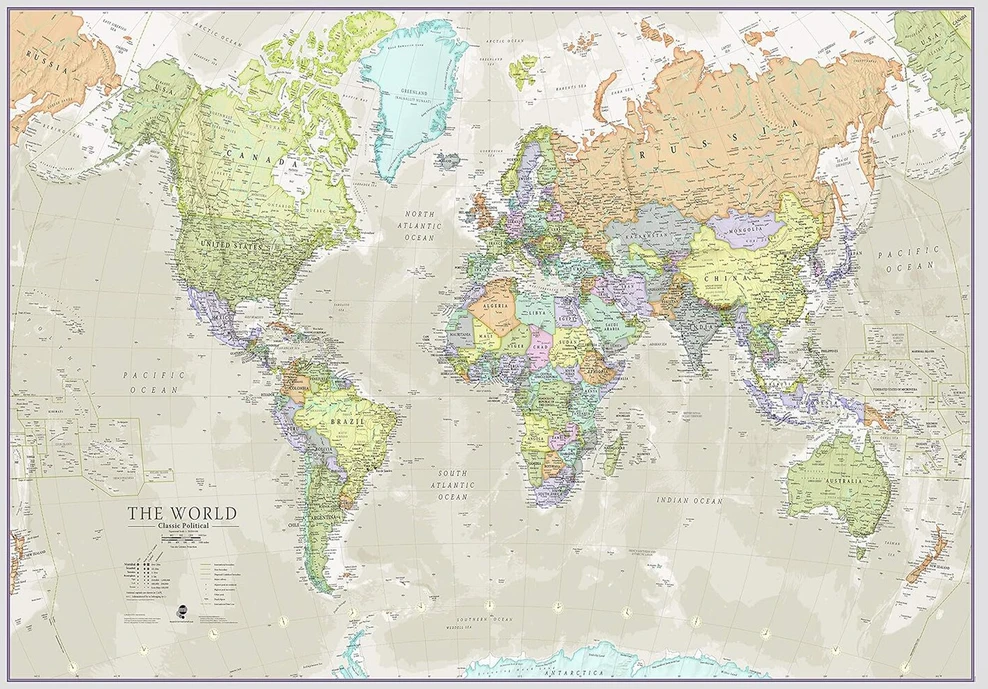 Maps International Klasikinis pasaulio žemėlapis