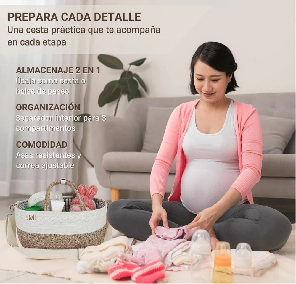 Marie Madeleine Baby sauskelnių organizatorius, krepšys naujagimiams, sauskelnių organizatorius, dovana naujagimiui, lovelės organizatorius su 3 skyriais