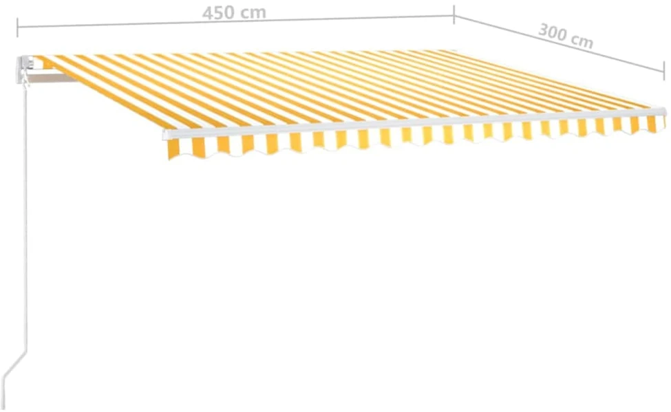 Markizė su LED/vėjo jutikliu, geltona/balta, 450x300cm