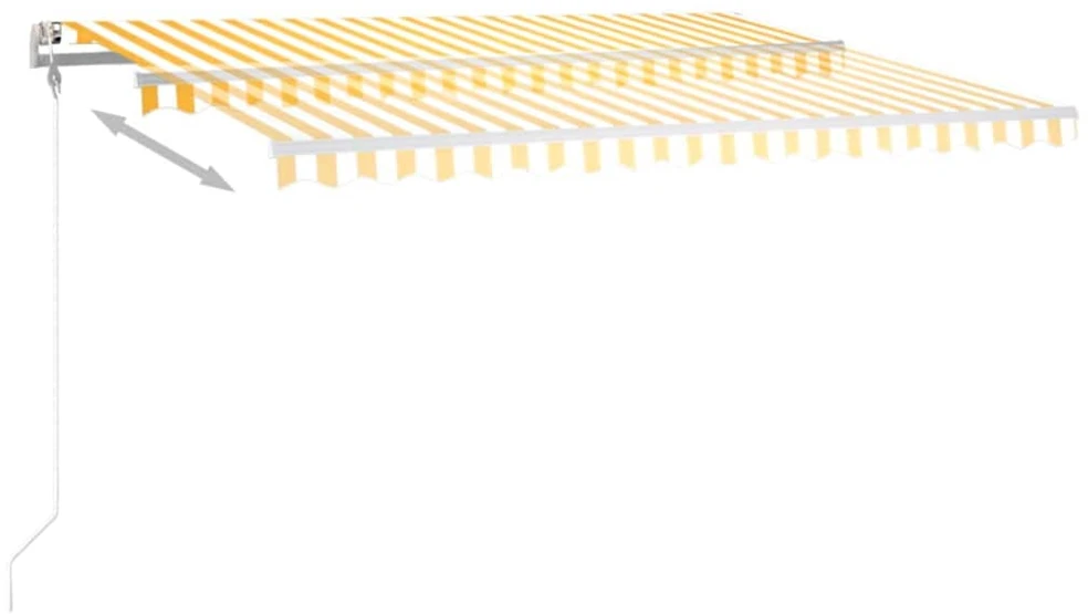Markizė su LED/vėjo jutikliu, geltona/balta, 450x300cm