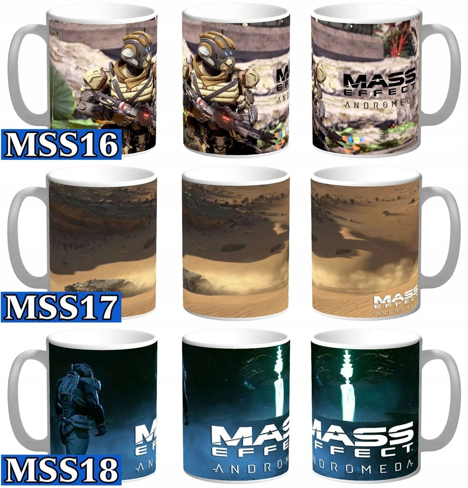 Mass Effect Andromeda puodelis, dovanų daug raštų